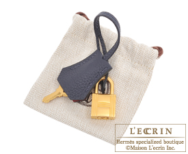 Hermes　Birkin bag 25　Blue nuit/Rouge grenat　Togo leather　Matt gold hardware