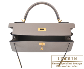 Hermes　Kelly bag 32　Gris asphalt　Epsom leather　Gold hardware