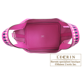 Hermes　Picotin Lock　Tressage De Cuir bag 18/PM　Magnolia/Blue saphir/Craie　Epsom leather　Silver hardware