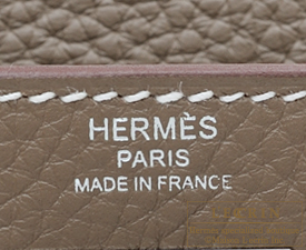 Hermes　Kelly bag 28　Etoupe grey　Clemence leather　Silver hardware