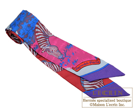 Hermes　Twilly　Les Zebres　Bordeaux/Violet/Blue jean　Silk