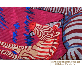 Hermes　Twilly　Les Zebres　Bordeaux/Violet/Blue jean　Silk
