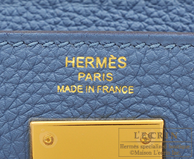 Hermes　Kelly bag 28　Azur　Togo leather　Gold hardware
