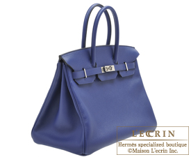 Hermes　Birkin bag 35　Sea,Surf and Fun　Blue saphir　Novillo leather/Toile H　Silver hardware