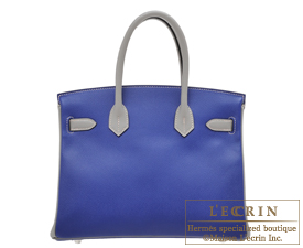 Hermes　Birkin bag 30　Blue electric/Gris mouette　Epsom leather　Matt silver hardware