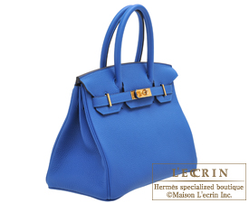 Hermès Bleu Zellige Birkin 30cm of Togo Leather with Gold Hardware