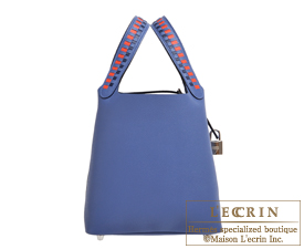 Hermes　Picotin Lock　Tressage De Cuir bag PM　Blue brighton/Capucine/Blue saphir　Epsom leather　Silver hardware
