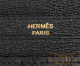 Hermes　Bearn Soufflet　Black　Matt alligator crocodile skin　Rose gold hardware