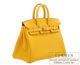 Hermes　Birkin bag 25　Jaune ambre　Togo leather　Gold hardware