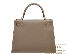 Hermes　Kelly bag 28　Etoupe grey　Epsom leather　Gold hardware