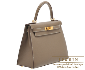Hermes Kelly bag 28 Sellier Etoupe grey Epsom leather Gold