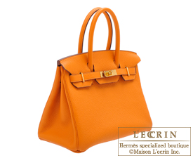 Hermes Birkin bag 30 Apricot Clemence 