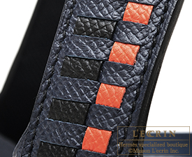 Hermes　Picotin Lock　Tressage De Cuir bag MM　Blue indigo/Black/Terre battue　Epsom leather　Silver hardware