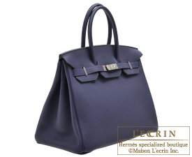 Hermes　Birkin bag 35　Blue encre　Togo leather　Silver hardware