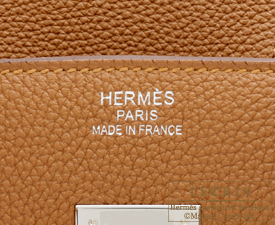 Hermes　Birkin Officier 35　Gold/Jaune ambre　Togo leather/Swift leather　Silver hardware
