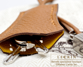 Hermes　Birkin Officier 35　Gold/Jaune ambre　Togo leather/Swift leather　Silver hardware