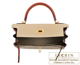 Hermes　Kelly bag 28　Trench/Cuivre　Togo leather　Matt gold hardware