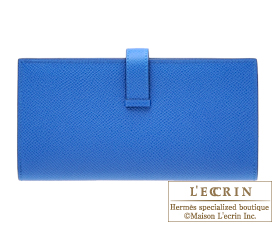 Hermes　Bearn Soufflet　Blue zellige　Epsom leather　Silver hardware