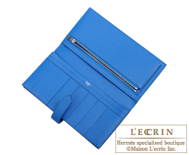 Hermes　Bearn Soufflet　Blue zellige　Epsom leather　Silver hardware