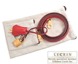 Hermes　Kelly bag 32　Retourne　Rouge casaque/Bright red　Clemence leather　Gold hardware