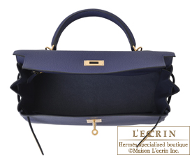 Hermes　Kelly bag 32　Blue encre　Togo leather　Gold hardware