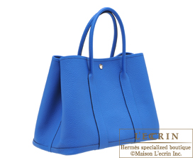 Hermes　Garden Party bag 36/PM　Blue zellige　Country leather　Silver hardware