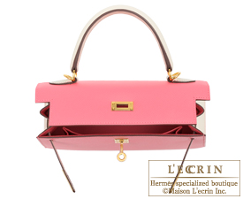 Hermes　Personal Kelly bag 25　Rose azalee/Craie　Epsom leather　Gold hardware