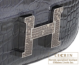 Hermes　Constance mini　Blue marine/Ombre　Alligator　crocodile skin/Lizard skin　Silver hardware