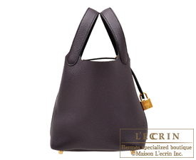 Hermes　Picotin Lock bag 18/PM　Raisin/Purple　Clemence leather　Gold hardware