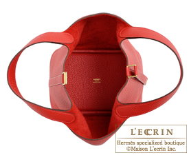 Hermes　Picotin Lock bag 18/PM　Rouge casaque　Clemence leather　Gold hardware