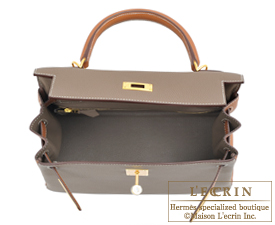 Hermes　Kelly bag 28　Etoupe grey/Gold　Togo leather　Matt gold hardware