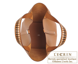 Hermes　Picotin Lock　Tressage De Cuir bag MM　Gold/Black/Craie　Epsom leather　Silver hardware