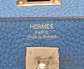 Hermes　Kelly bag 25　Azur　Togo leather　Silver hardware
