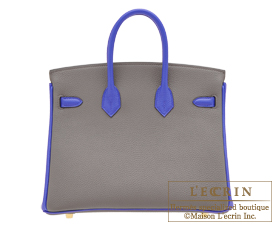 Hermes　Birkin bag 25　Etain/Blue electric　Togo leather　Matt gold hardware