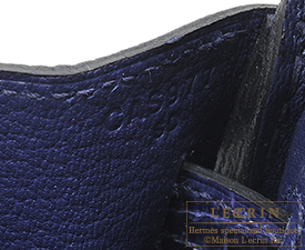 Hermes　Birkin Touch bag 25　Blue encre　Togo leather/Niloticus crocodile skin　Silver hardware