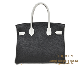 Hermes　Birkin bag 30　Black/White　Clemence leather　Gold hardware
