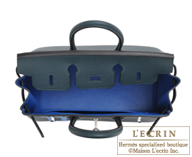 Hermes　Birkin Officier 25　Vert cypres/Blue zellige　Togo leather/Swift leather　Silver hardware