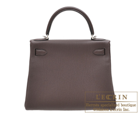 Hermes　Kelly bag 28　Chocolat　Togo leather　Silver hardware