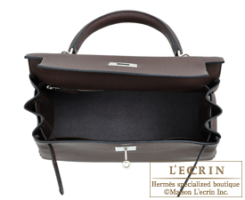 Hermes　Kelly bag 28　Chocolat　Togo leather　Silver hardware