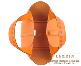 Hermes　Picotin Lock　Tressage De Cuir bag 18/PM　Apricot/Rose azalee/Gold　Epsom leather　Silver hardware