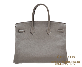 Hermes　Birkin bag 35　Etain/Etain grey　Clemence leather　Silver hardware