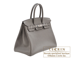 Hermes　Birkin bag 35　Etain/Etain grey　Clemence leather　Silver hardware
