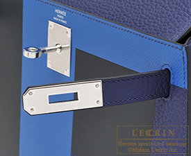 Hermes　Kelly Graphie bag 28　Sellier　Blue encre/Blue zellige/Black/Vert cypres　Clemence leather/Epsom leather/Sombrero leather　Silver hardware