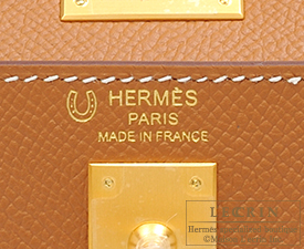 Hermes Sellier Kelly Bag 25m Jaune Ambre Epsom Gold Hardware