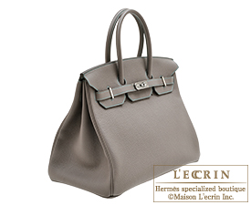 Hermes　Birkin bag 35　Etain/Blue paon　Togo leather　Silver  hardware
