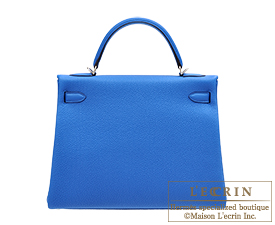 Hermes　Kelly bag 32　Retourne　Blue zellige　Togo leather　Silver hardware