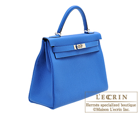 Hermes　Kelly bag 32　Retourne　Blue zellige　Togo leather　Silver hardware