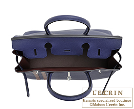 Hermes　Birkin Officier 30　Blue encre/Bordeaux　Togo leather/Swift leather　Silver hardware