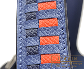 Hermes　Picotin Lock　Tressage De Cuir bag 22/MM　Blue brighton/Capucine/Blue saphir　Epsom leather　Silver hardware