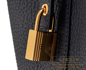 Hermes　Picotin Lock　Touch bag 18/PM　Blue nuit/Blue marine　Clemence leather/Matt alligator crocodile skin　Gold hardware